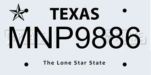 MNP9886 Texas License Plate
