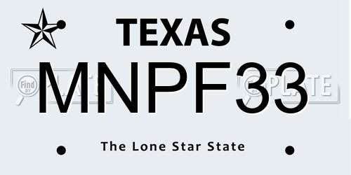 MNPF33 Texas License Plate