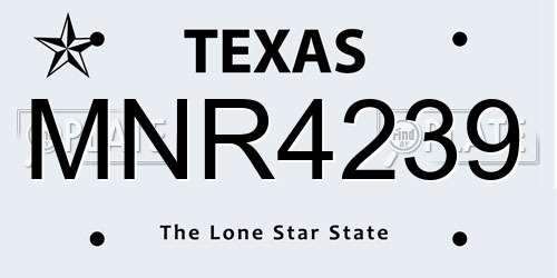 MNR4239 Texas License Plate
