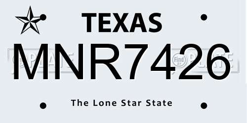 MNR7426 Texas License Plate