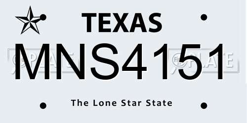 MNS4151 Texas License Plate