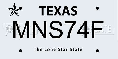 MNS74F Texas License Plate