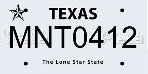 MNT0412 Texas License Plate