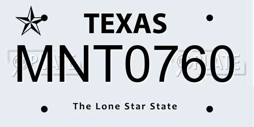 MNT0760 Texas License Plate
