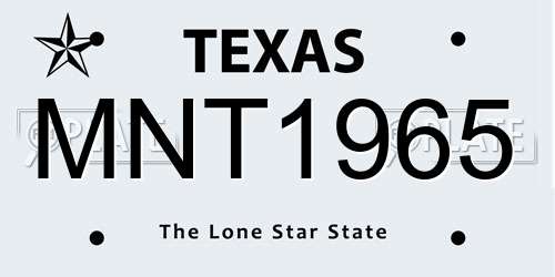 MNT1965 Texas License Plate
