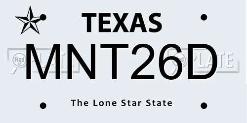 MNT26D Texas License Plate