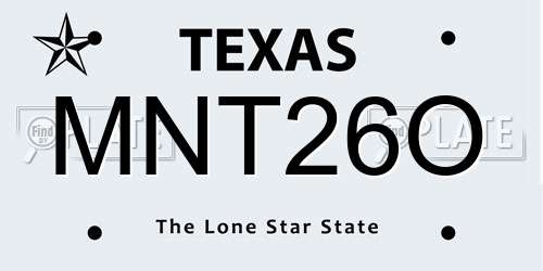 MNT26O Texas License Plate