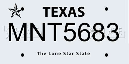 MNT5683 Texas License Plate