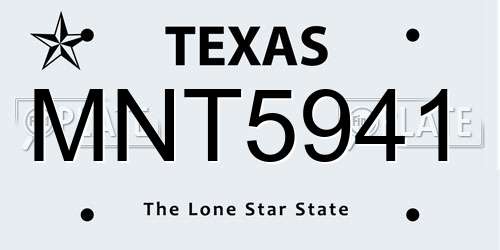 MNT5941 Texas License Plate