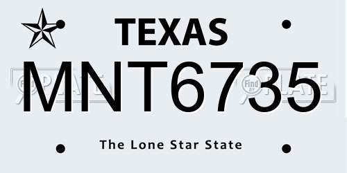 MNT6735 Texas License Plate