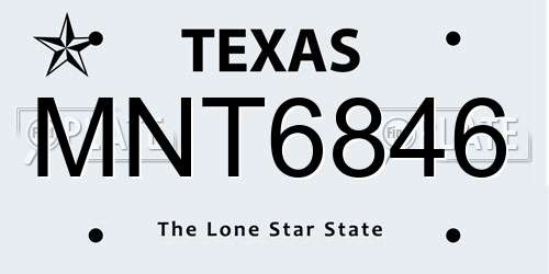MNT6846 Texas License Plate