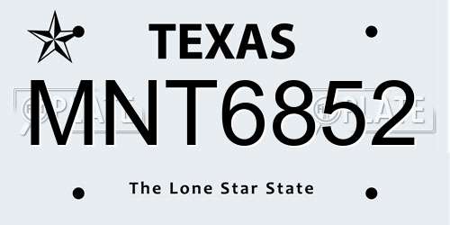 MNT6852 Texas License Plate