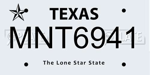 MNT6941 Texas License Plate