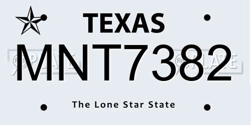 MNT7382 Texas License Plate