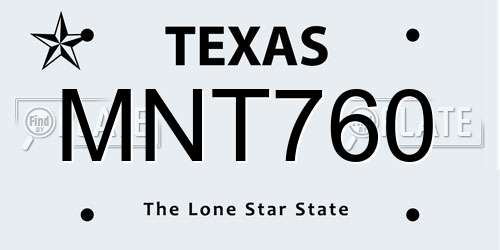 MNT760 Texas License Plate