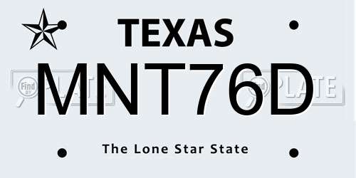 MNT76D Texas License Plate