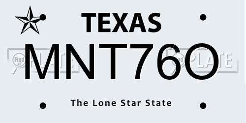 MNT76O Texas License Plate