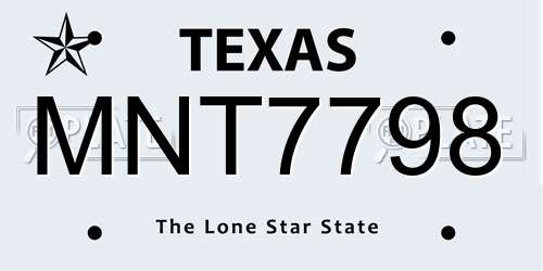 MNT7798 Texas License Plate