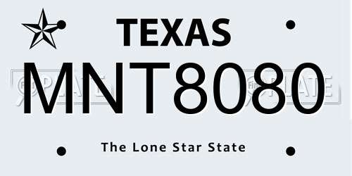 MNT8080 Texas License Plate
