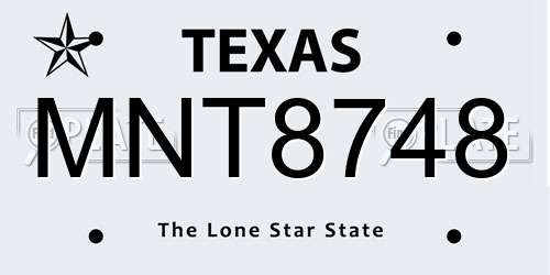 MNT8748 Texas License Plate