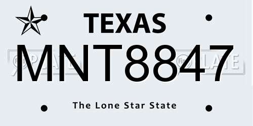 MNT8847 Texas License Plate
