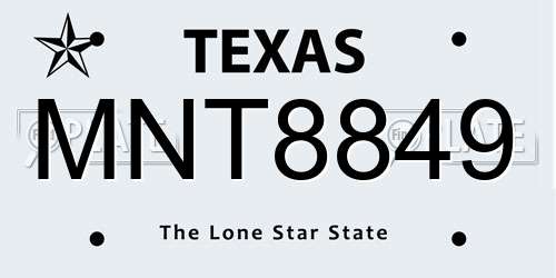 MNT8849 Texas License Plate