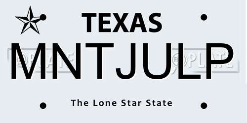 MNTJULP Texas License Plate