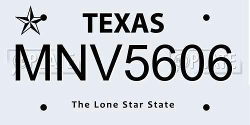 MNV5606 Texas License Plate
