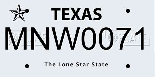 MNW0071 Texas License Plate