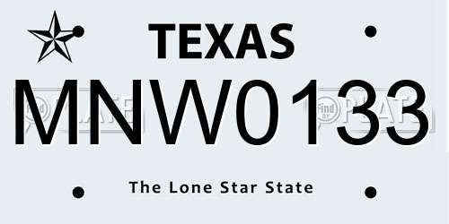 MNW0133 Texas License Plate