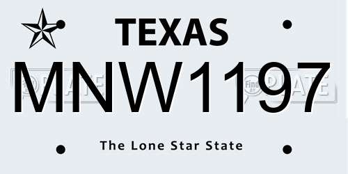 MNW1197 Texas License Plate