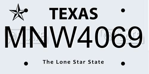 MNW4069 Texas License Plate