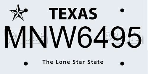 MNW6495 Texas License Plate