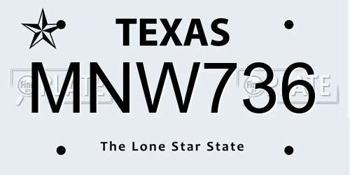 MNW736 Texas License Plate