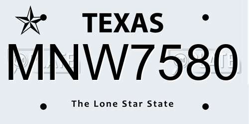 MNW7580 Texas License Plate