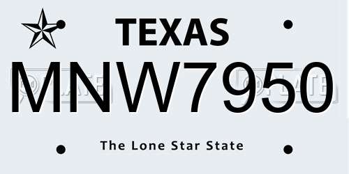 MNW7950 Texas License Plate