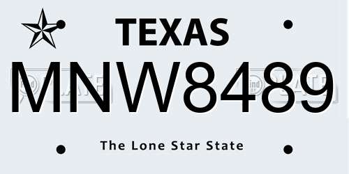 MNW8489 Texas License Plate