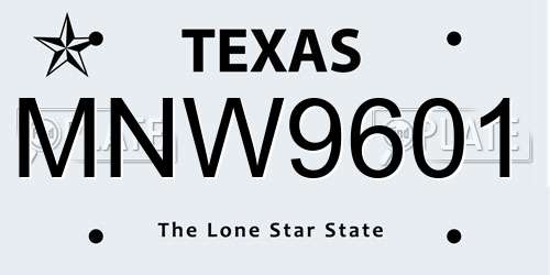 MNW9601 Texas License Plate