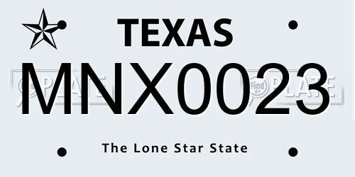MNX0023 Texas License Plate