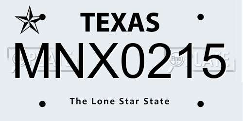 MNX0215 Texas License Plate