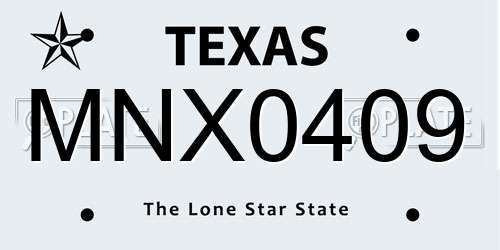 MNX0409 Texas License Plate