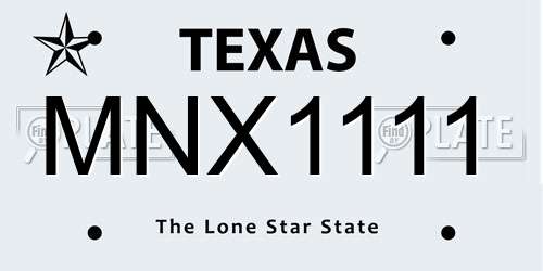 MNX1111 Texas License Plate