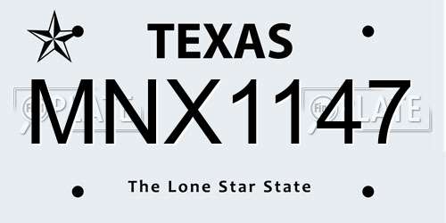 MNX1147 Texas License Plate