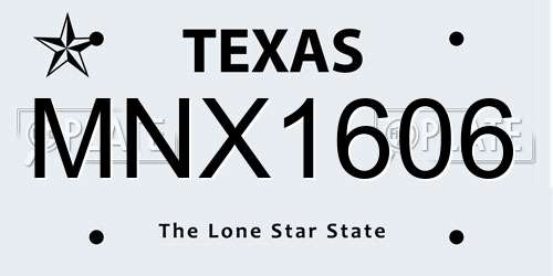 MNX1606 Texas License Plate