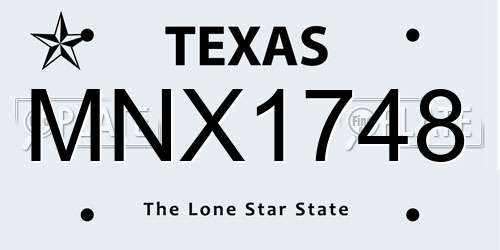 MNX1748 Texas License Plate
