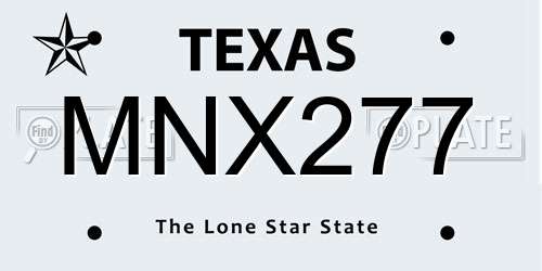 MNX277 Texas License Plate