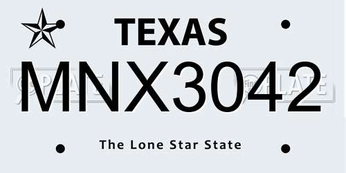 MNX3042 Texas License Plate