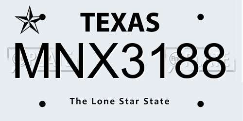 MNX3188 Texas License Plate