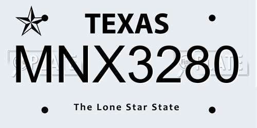 MNX3280 Texas License Plate