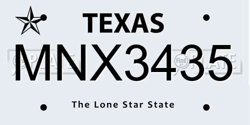 MNX3435 Texas License Plate